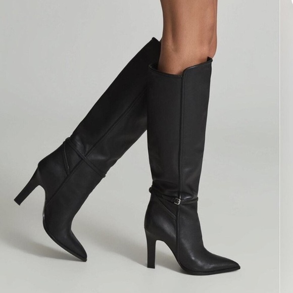 Reiss Shoes - NEW Reiss Caitlin black leather knee high stiletto boots size 8.5